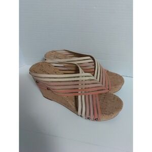 Lucky Brand‎ MyKayla Pink Ombre Cork Wedge Sandals Size 7